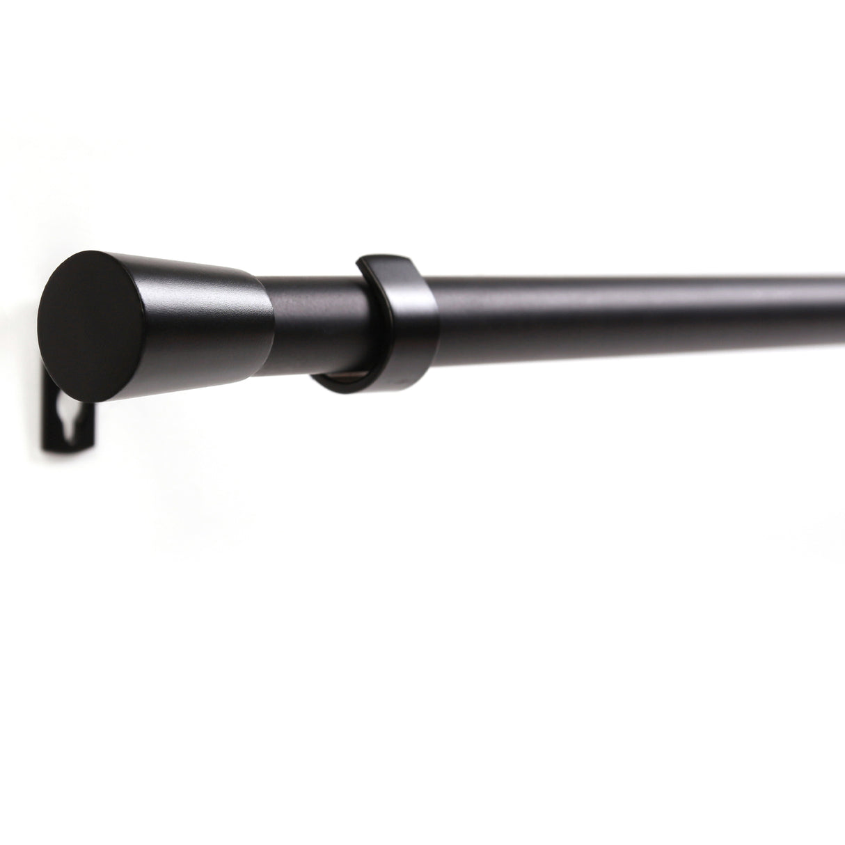 Gardinenstange 19mm 1-läufig Schwarz mit Kegel Komplett-Set- Serie Liya