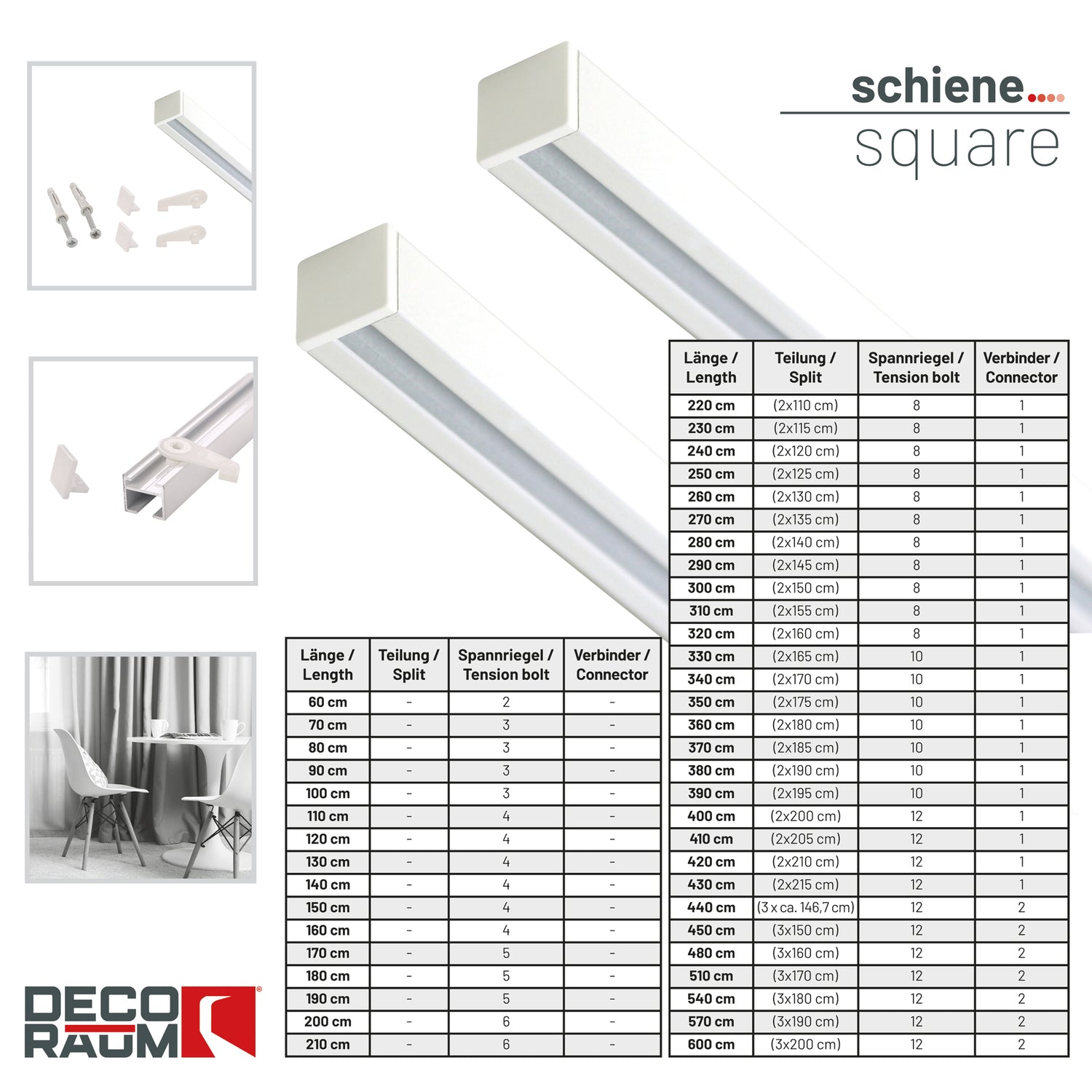 Gardinenschiene Square Weiß