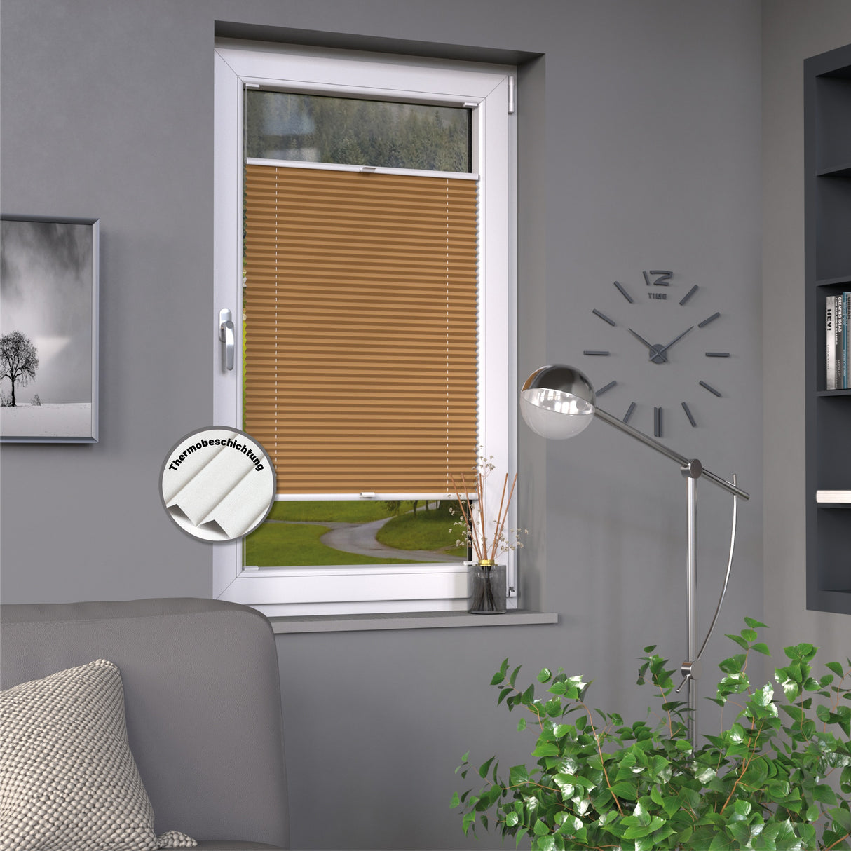 Plissee Basic Thermo nach Maß Cappuccino