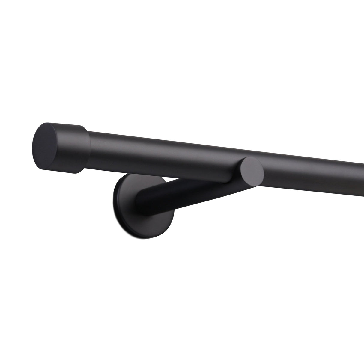 Custom-made curtain rod 25mm 1-track black matt with cap - Style series