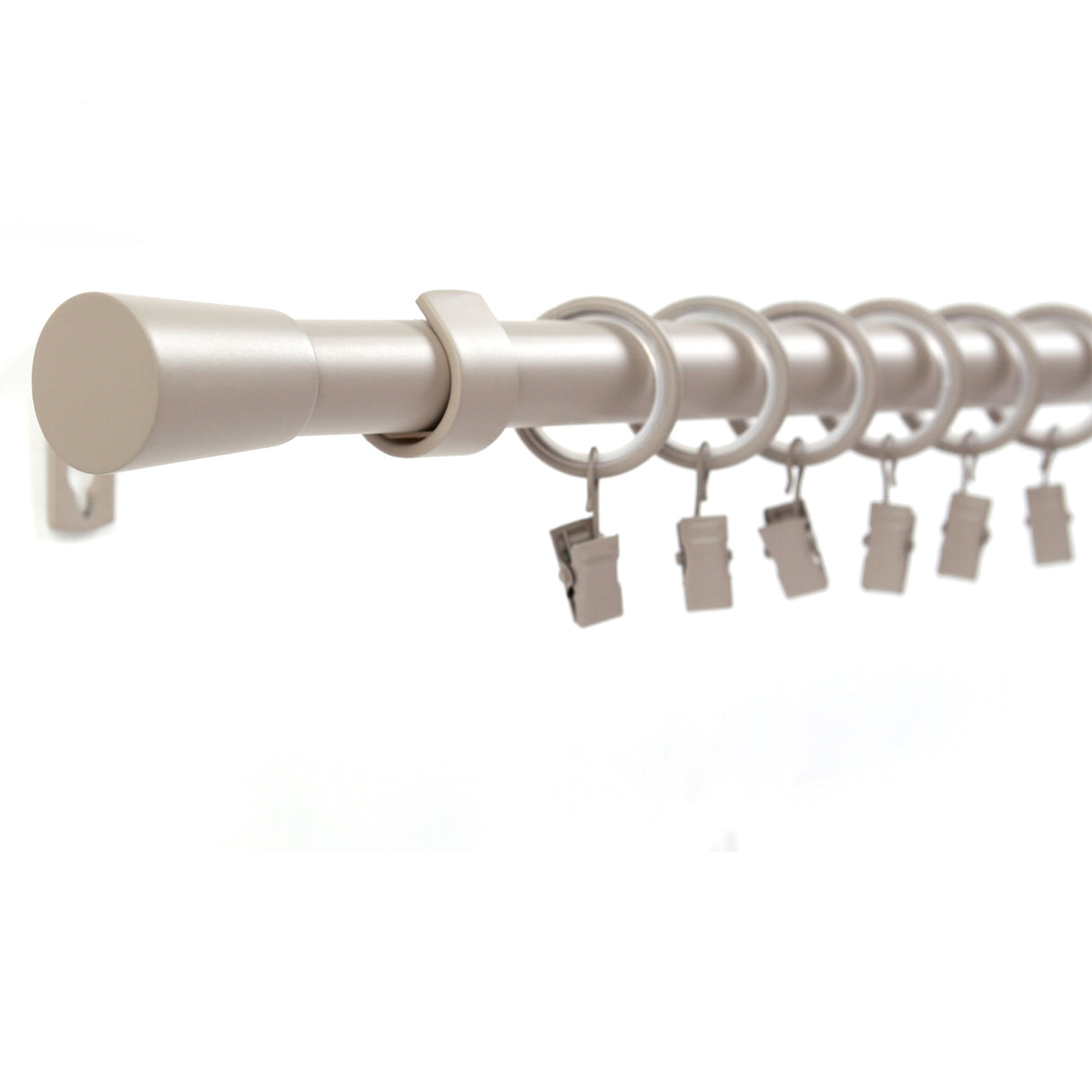 Gardinenstange 19mm 1-läufig Sand mit Kegel Komplett-Set- Serie Liya