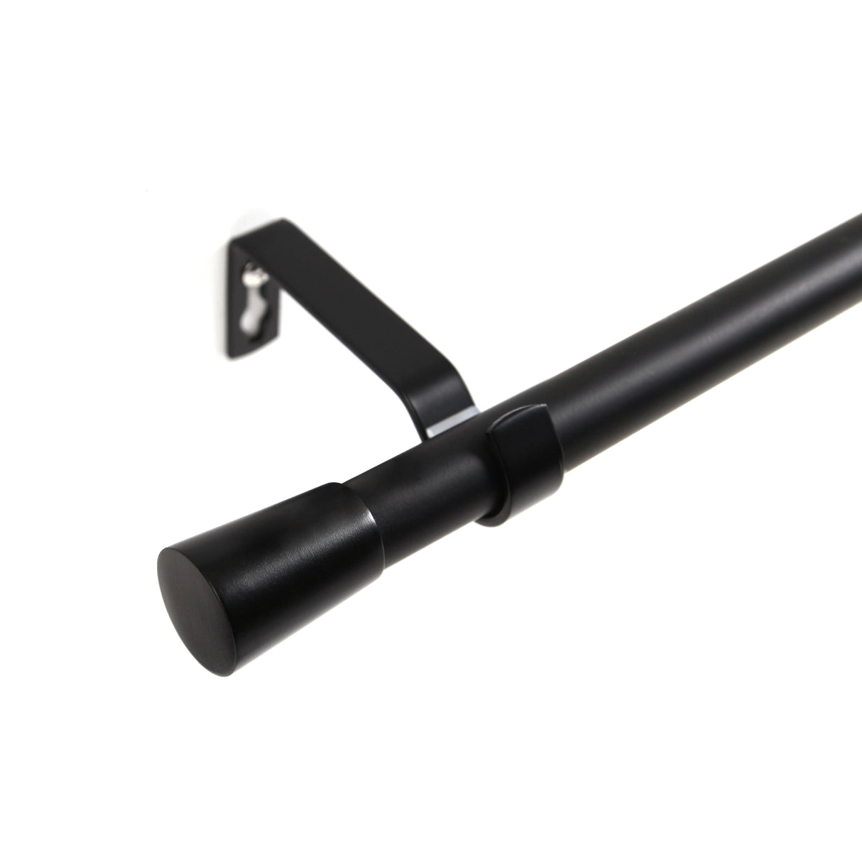 Gardinenstange 19mm 1-läufig Schwarz mit Kegel Komplett-Set- Serie Liya