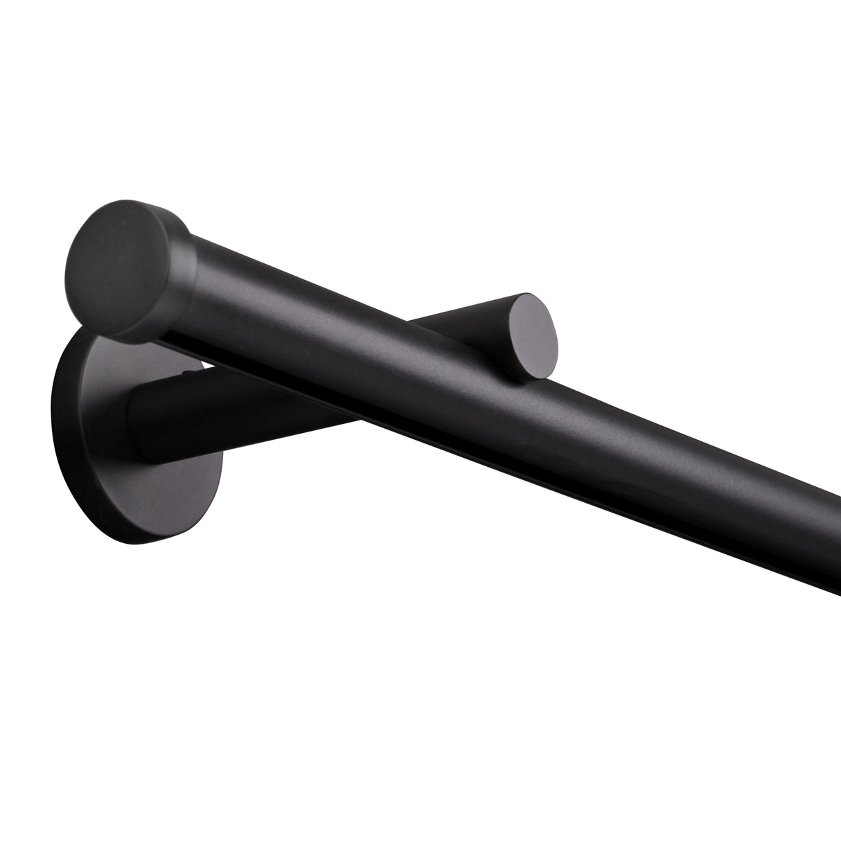 Frontansicht Gardinenstange Innenlauf Modern 20mm Schwarz mit Kappe - Deco-Raum®