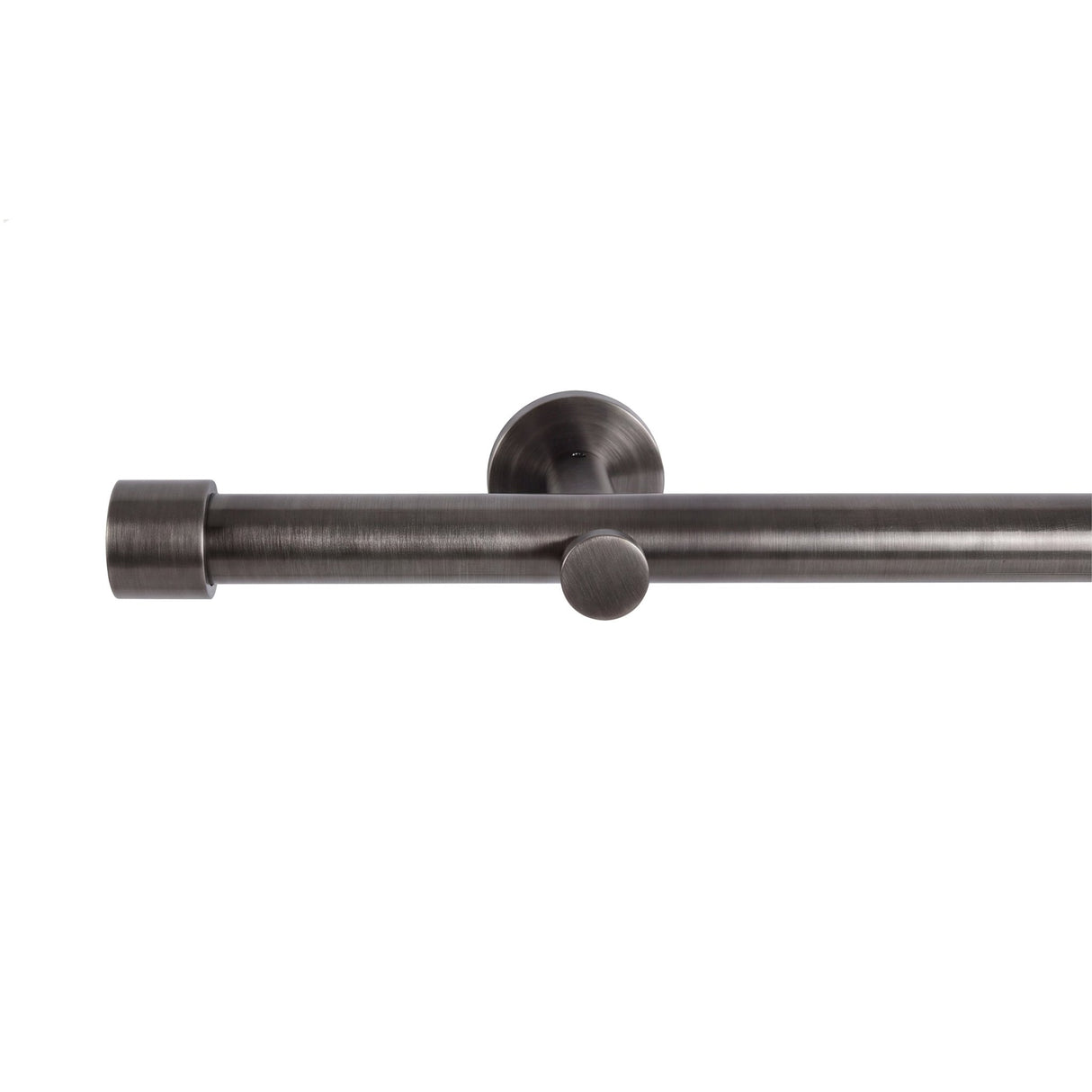 Gardinenstange auf Maß 19mm 1-läufig Titan mit Kappe - Serie Trend