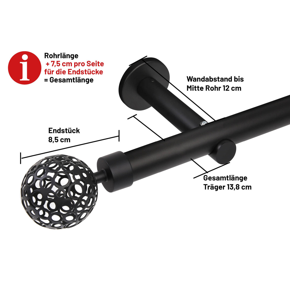 Embout style tringle à rideau boule 25mm