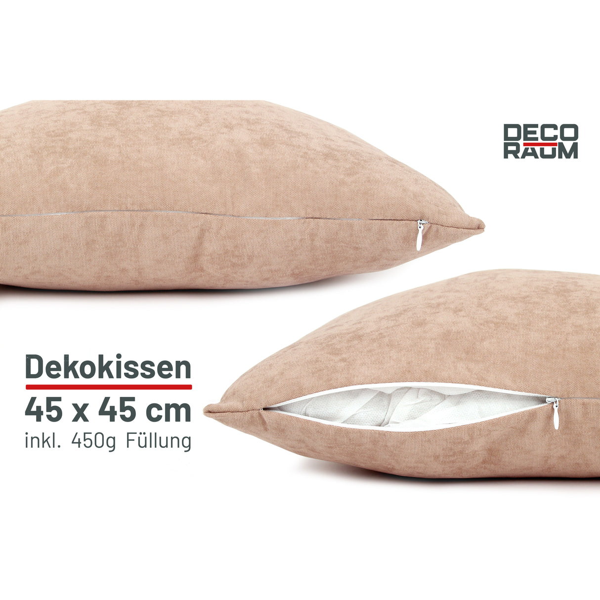 Dekokissen Uni Cappuccino mit Füllung