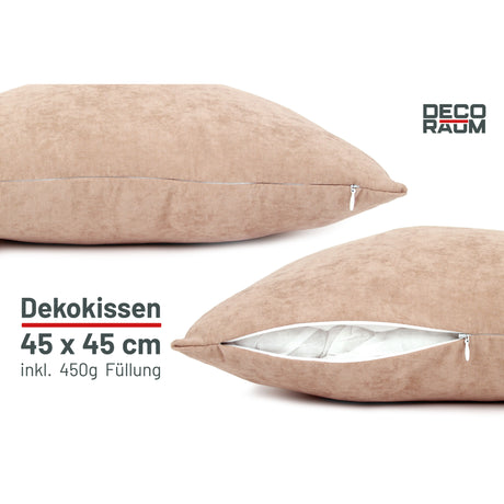 Dekokissen Uni Cappuccino mit Füllung