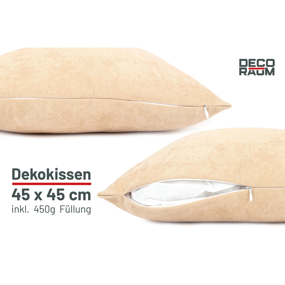 Dekokissen Uni Sand mit Füllung