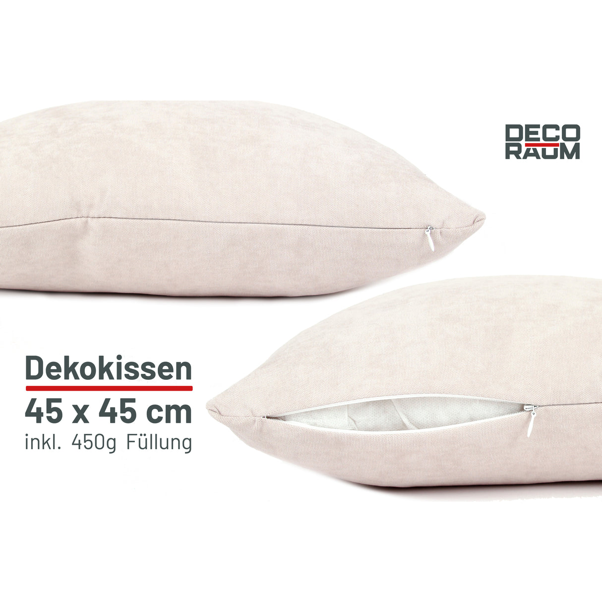 Dekokissen Uni Hellgrau mit Füllung