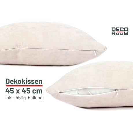 Dekokissen Uni Hellgrau mit Füllung