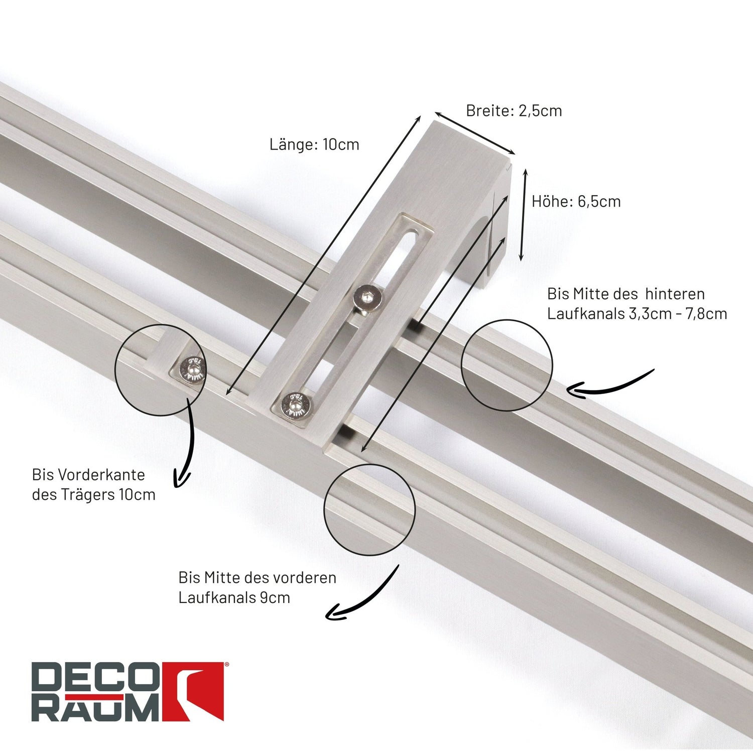 2-lauf Gardinenschiene Innenlauf Edelstahl-optik Loft