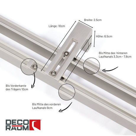 2-lauf Gardinenschiene Innenlauf Edelstahl-optik Loft