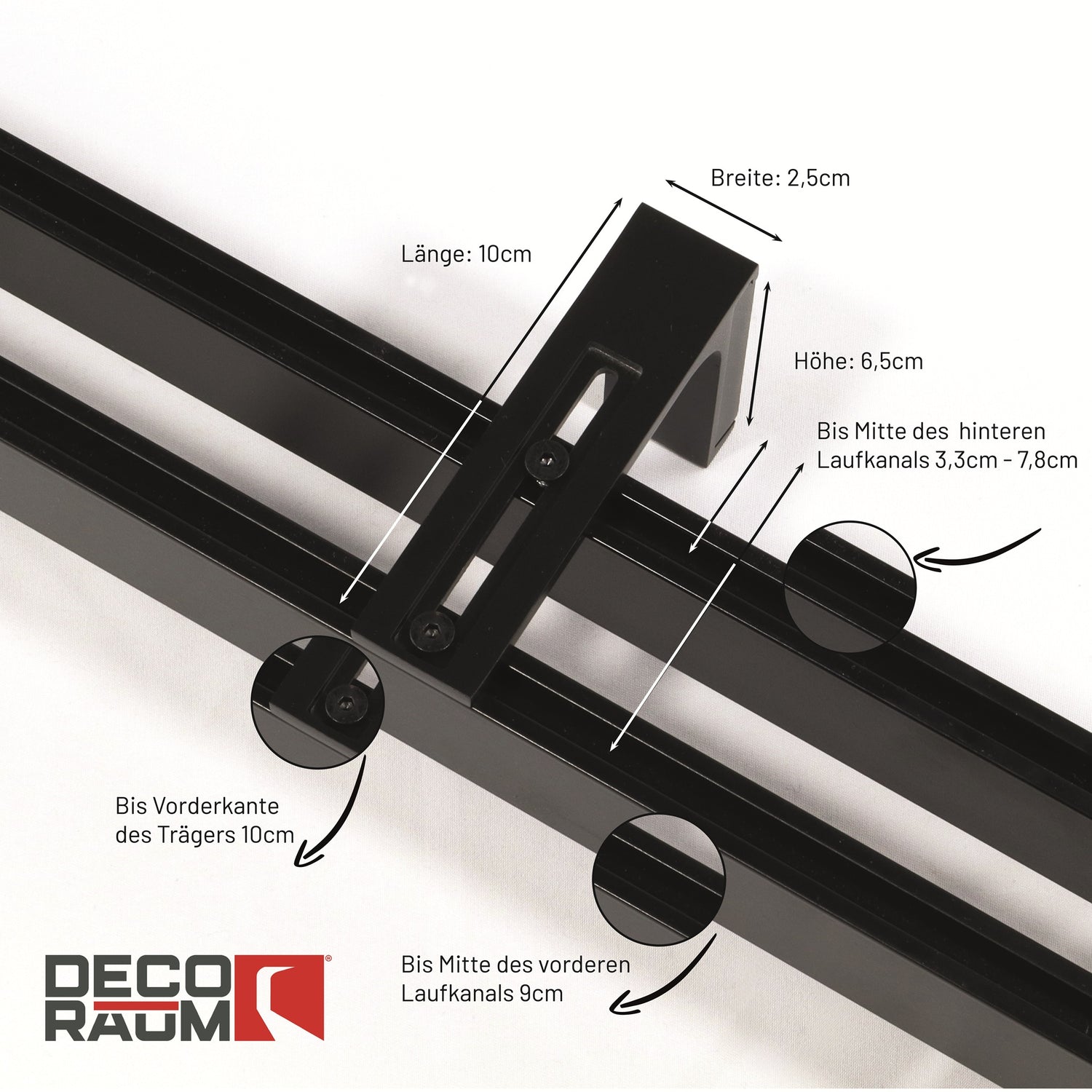 2-lauf Gardinenschiene Innenlauf Schwarz Loft