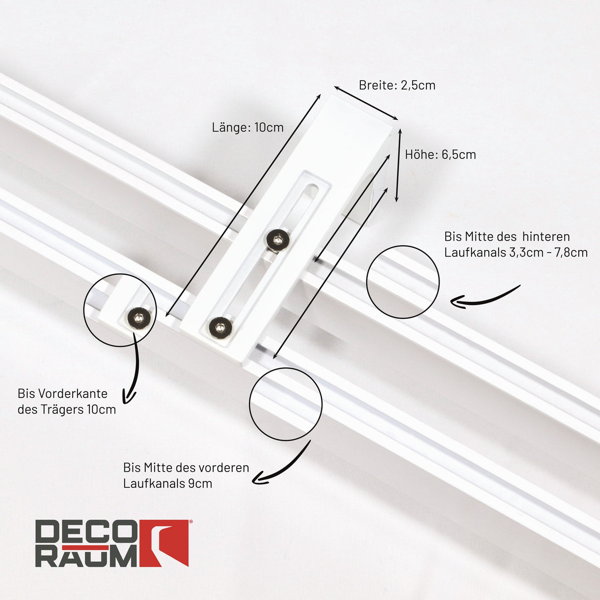 2-lauf Gardinenschiene Innenlauf Weiß Loft
