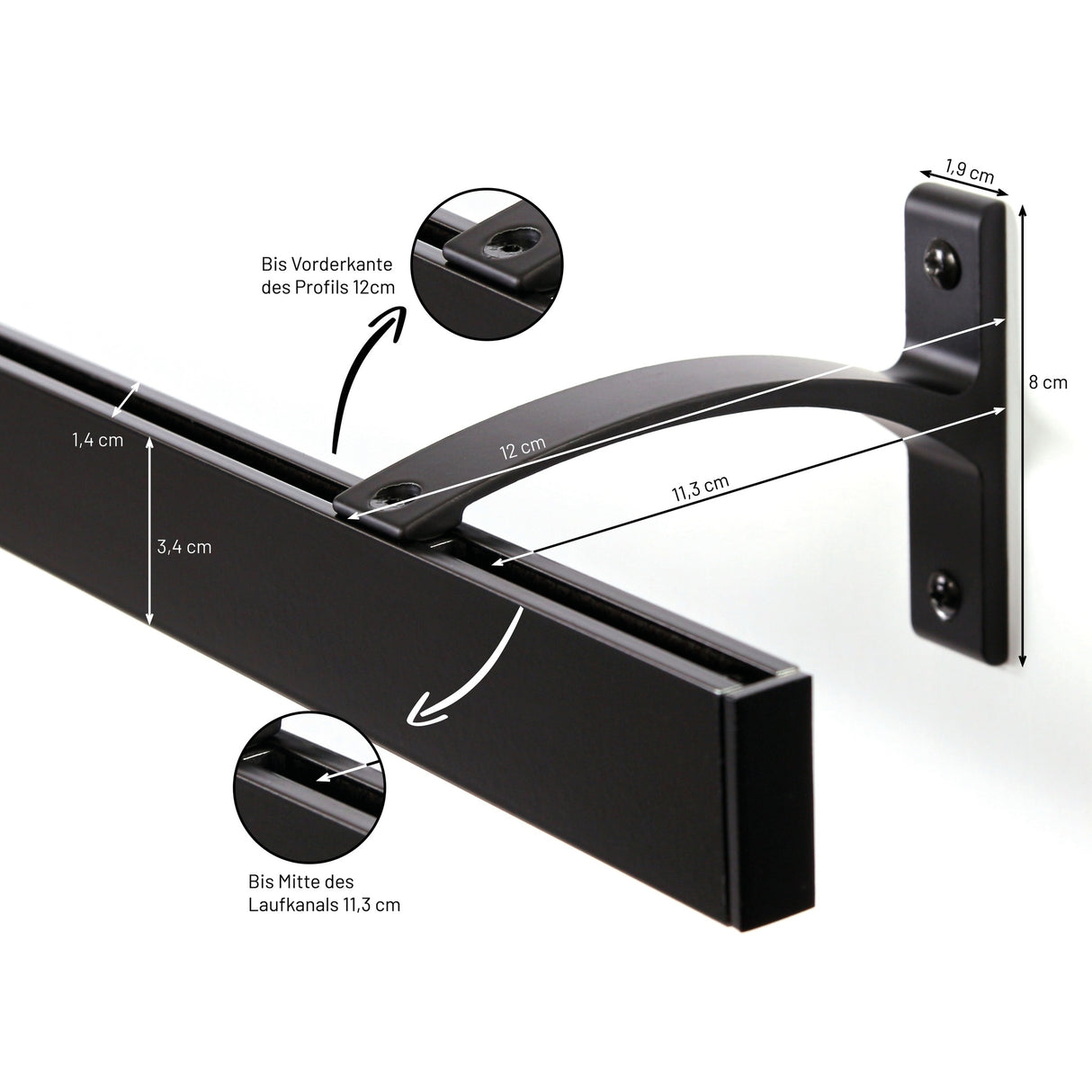 Gardinenschiene Innenlauf Schwarz Curve