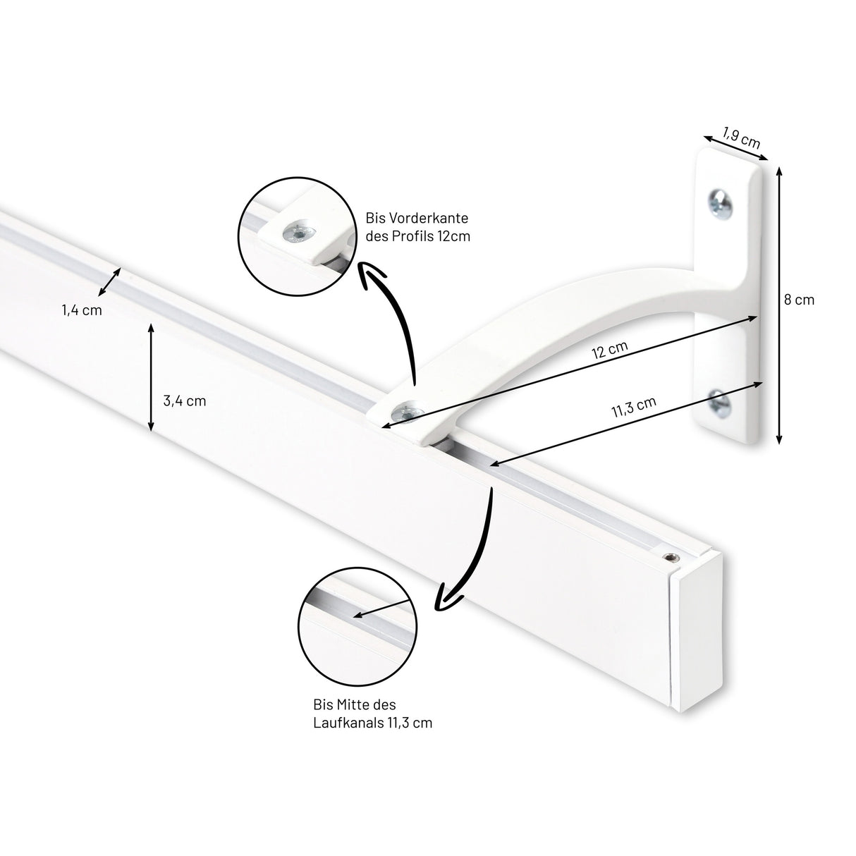 Gardinenschiene Innenlauf Weiß Curve