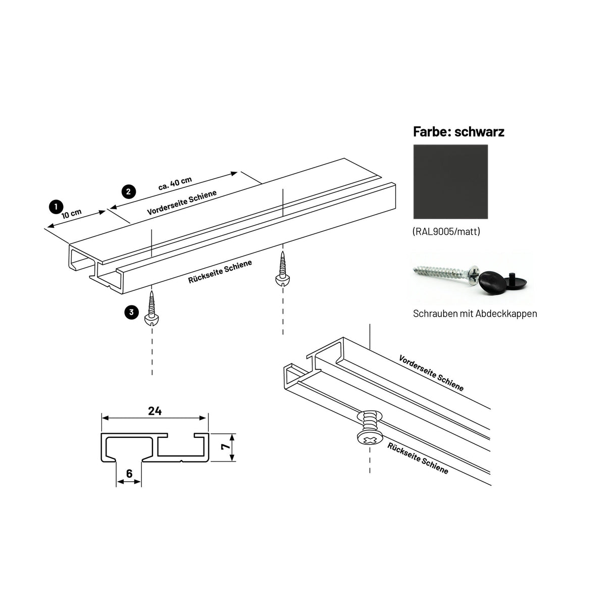 Gardinenschiene Minimal Schwarz