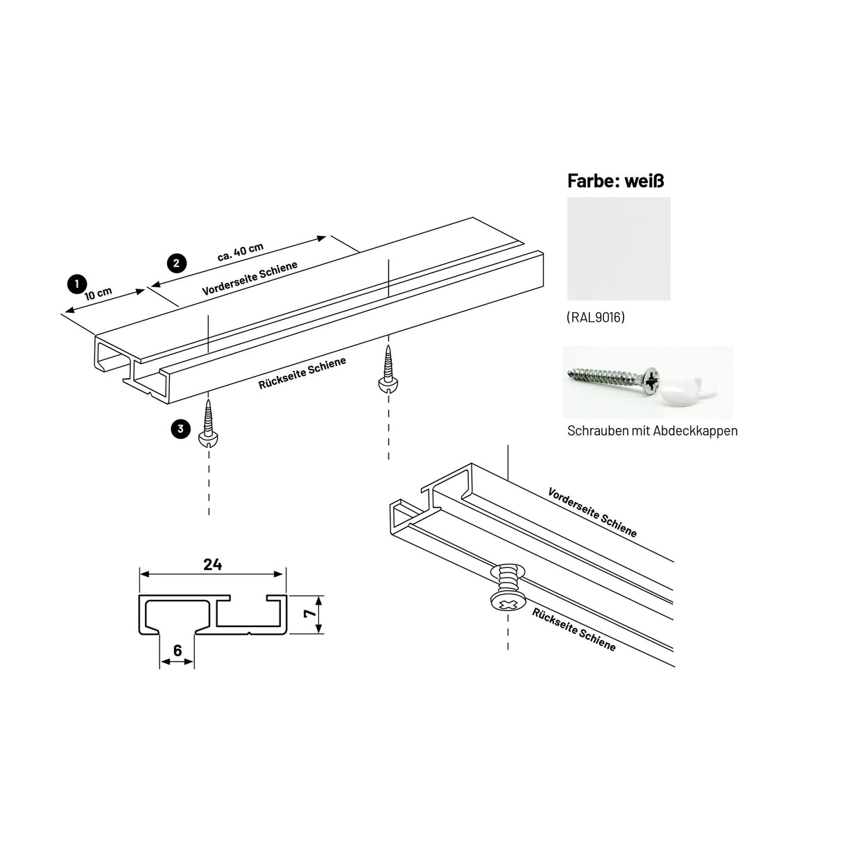Gardinenschiene Minimal Weiß