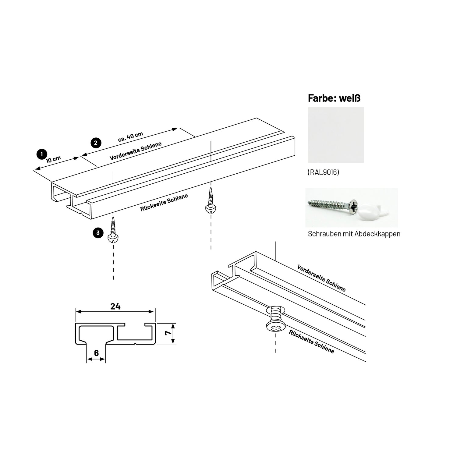 Gardinenschiene Minimal Weiß