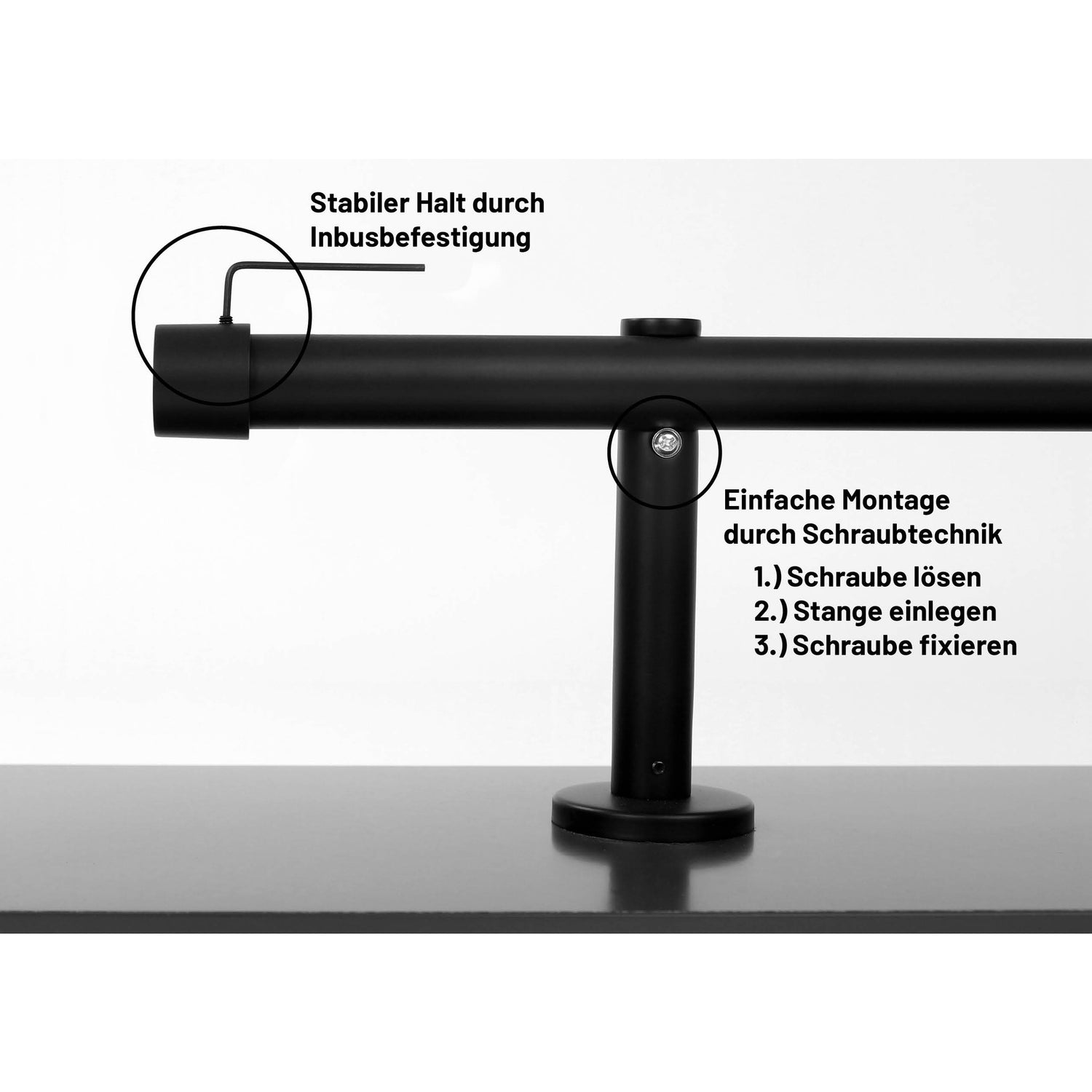 Gardinenstange Style 25mm Schwarz-matt mit Kappe