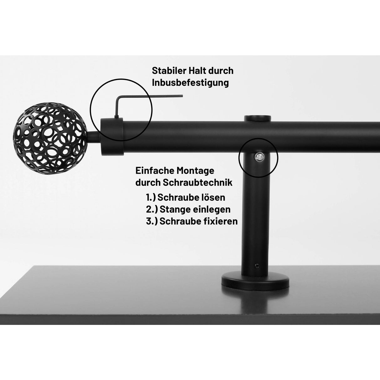 Embout style tringle à rideau boule 25mm