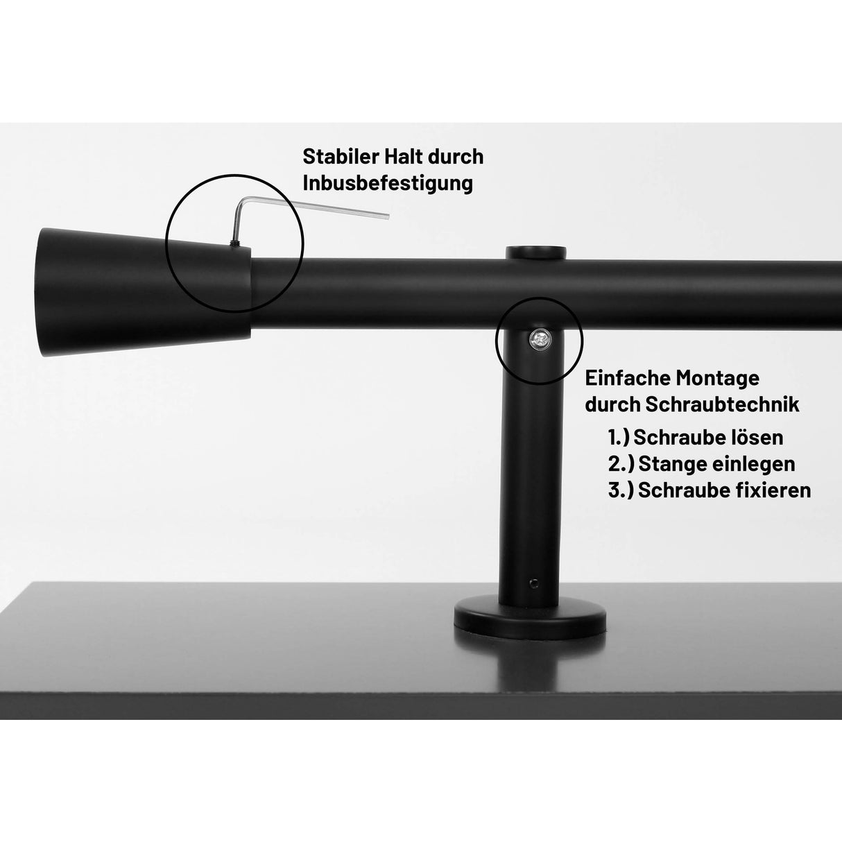 Gardinenstange Style 25mm Schwarz mit Kegel