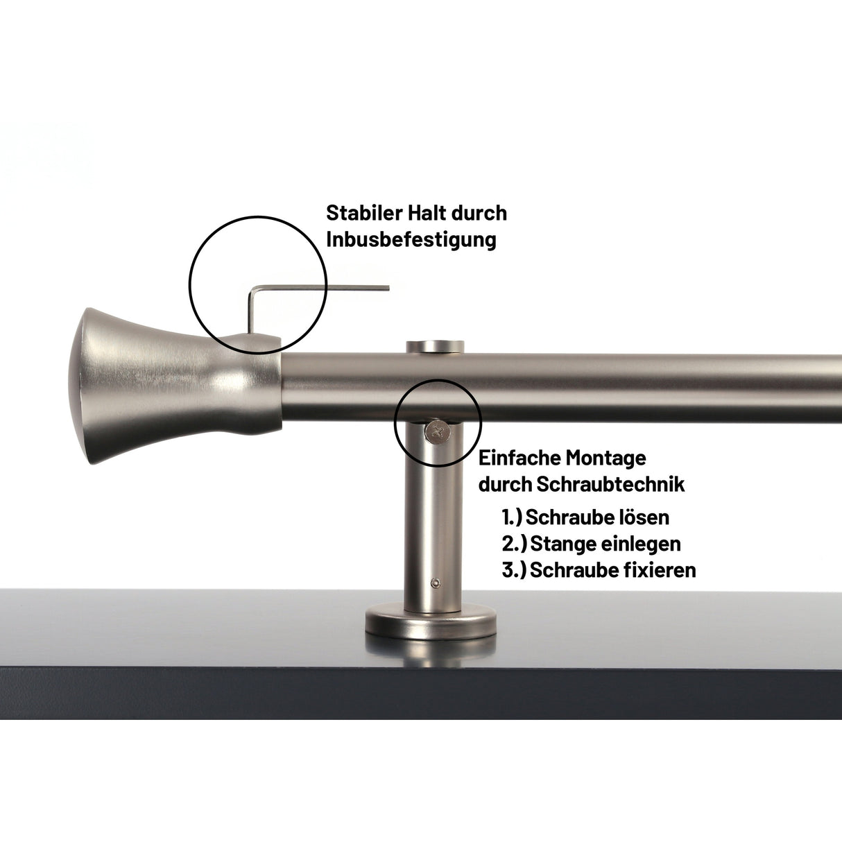 Gardinenstange Style 25mm Edelstahl-optik mit Kegel