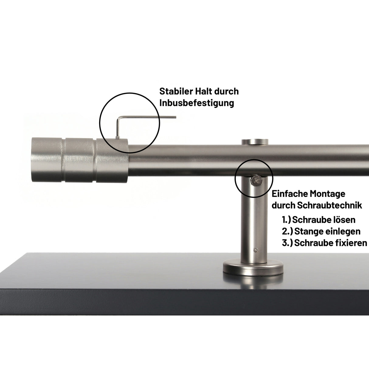 Gardinenstange Style 25mm Edelstahl-optik mit Zylinder