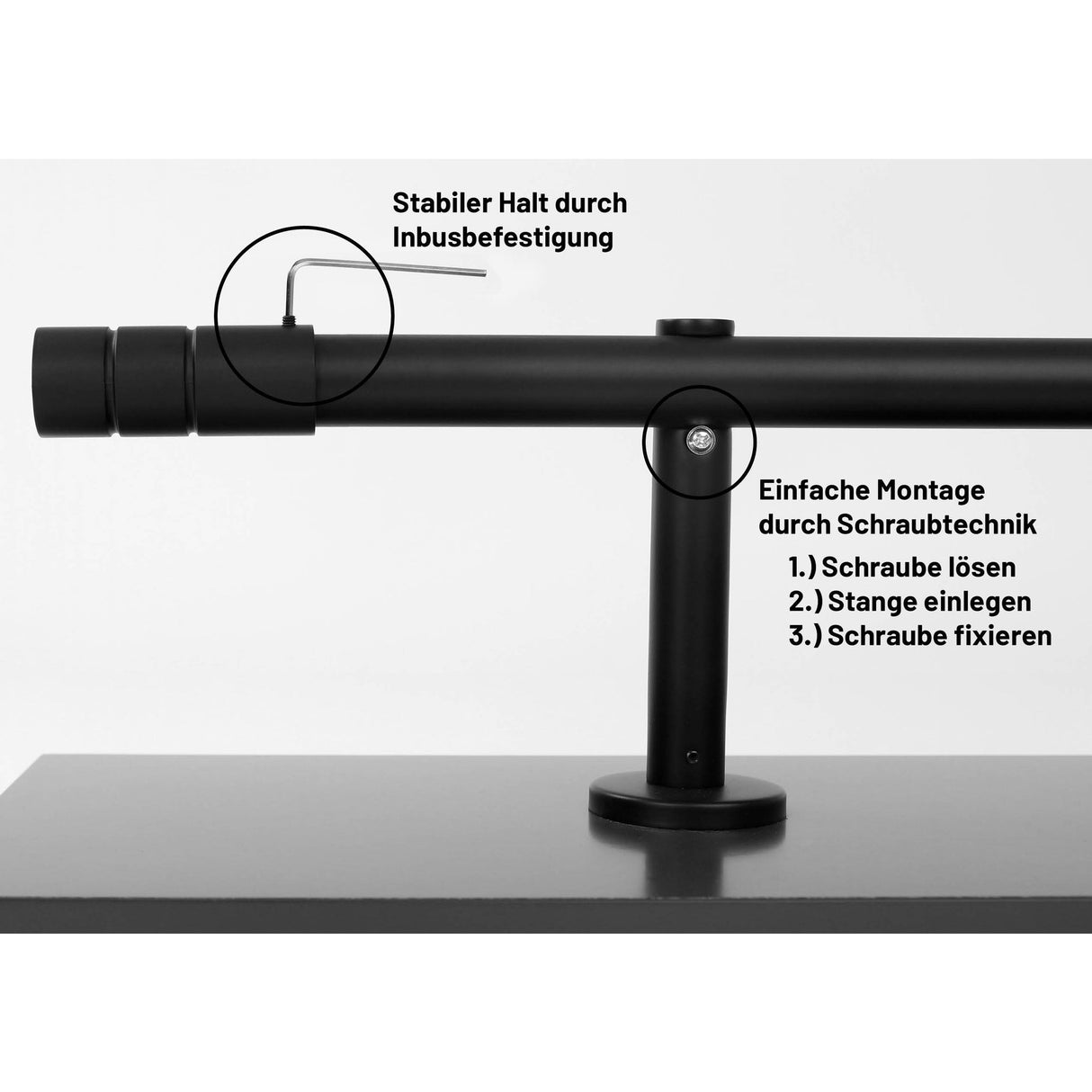 Gardinenstange Style 25mm Schwarz-matt mit Zylinder