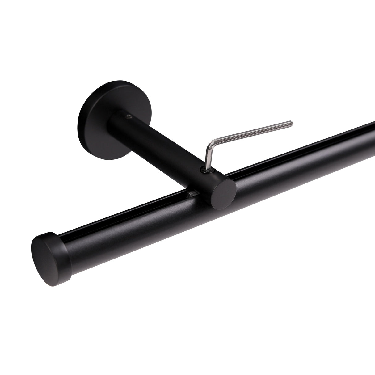 Obere Ansicht Gardinenstange Innenlauf Modern 20mm Schwarz mit Kappe - Deco-Raum®