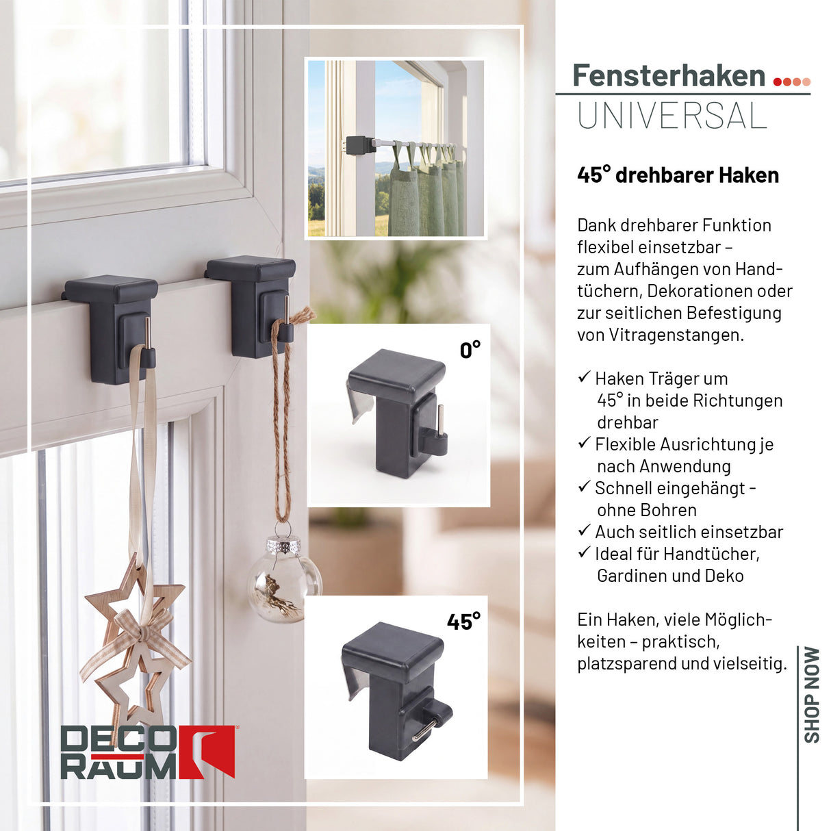 Fensterhaken Anthrazit Universal