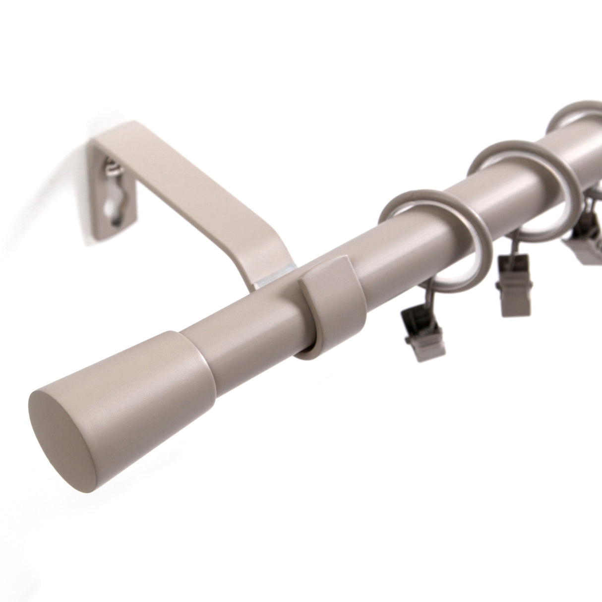 Gardinenstange 19mm 1-läufig Sand mit Kegel Komplett-Set- Serie Liya