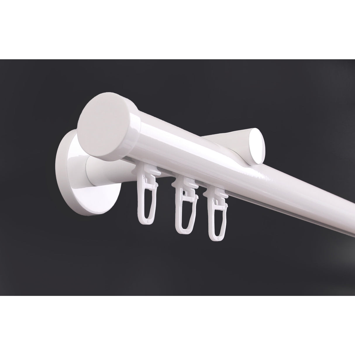 Gardinenstange Innenlauf Modern 20mm Weiß mit Kappe