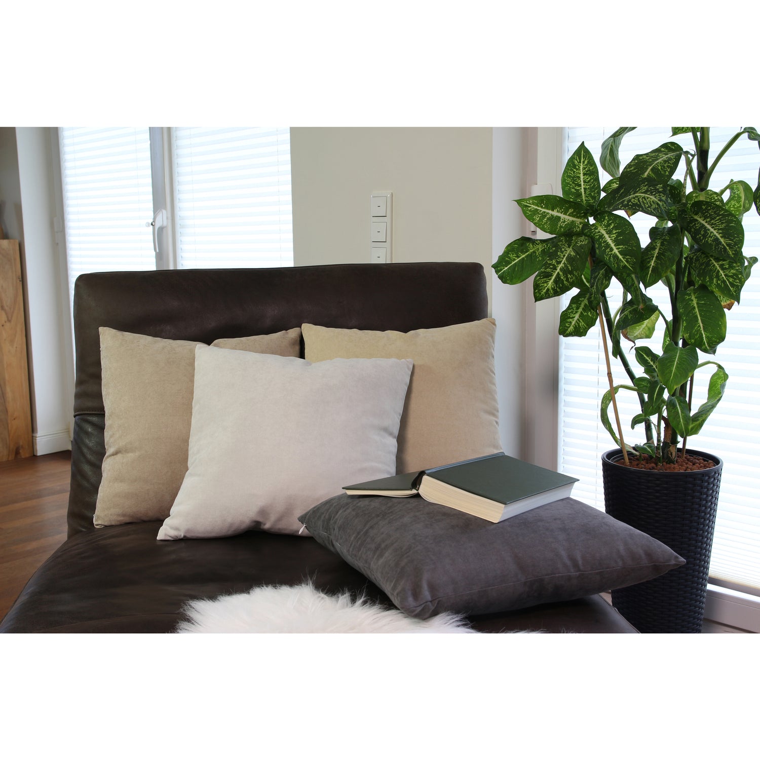 Dekokissen Uni Sand mit Füllung