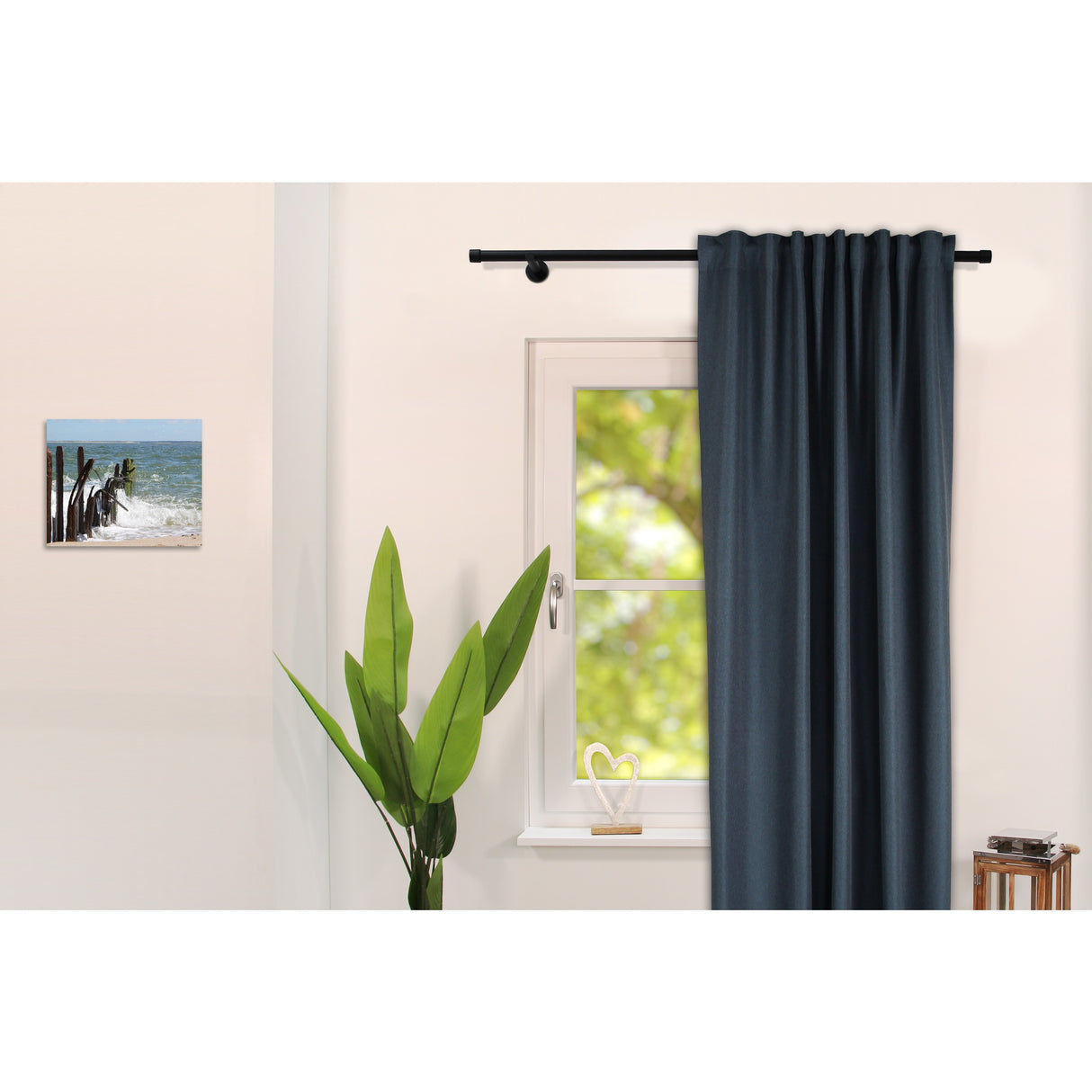 Gardinenstange Style 25mm Schwarz-matt mit Kappe