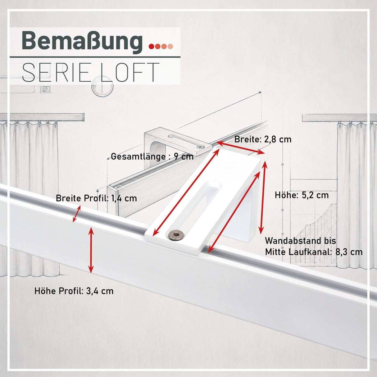 Curtain rail inner track white loft