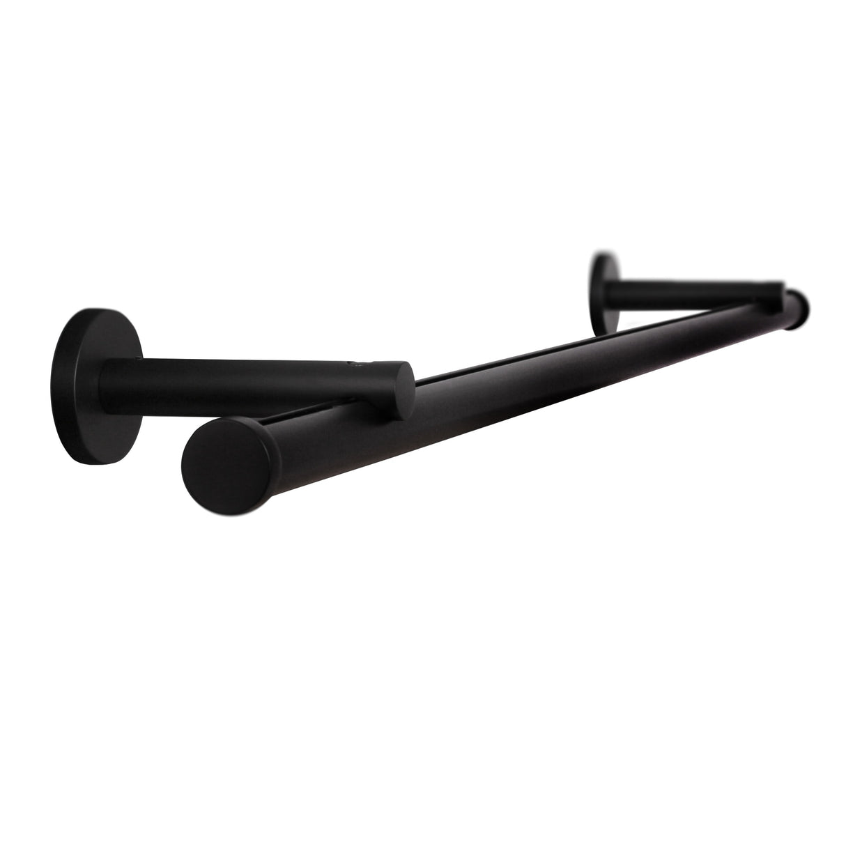 Komplettansicht Gardinenstange Innenlauf Modern 20mm Schwarz mit Kappe - Deco-Raum®