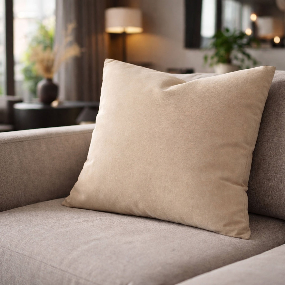 Dekokissen Uni Sand 45x45 cm mit Füllung | OEKO-TEX®