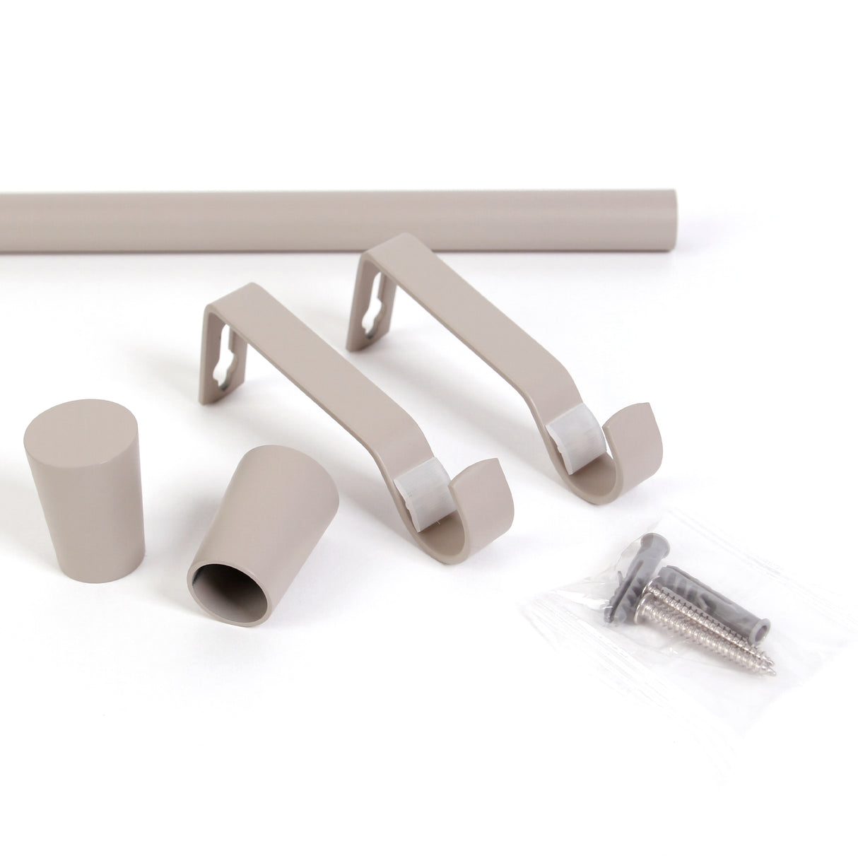 Gardinenstange 19mm 1-läufig Sand mit Kegel Komplett-Set- Serie Liya