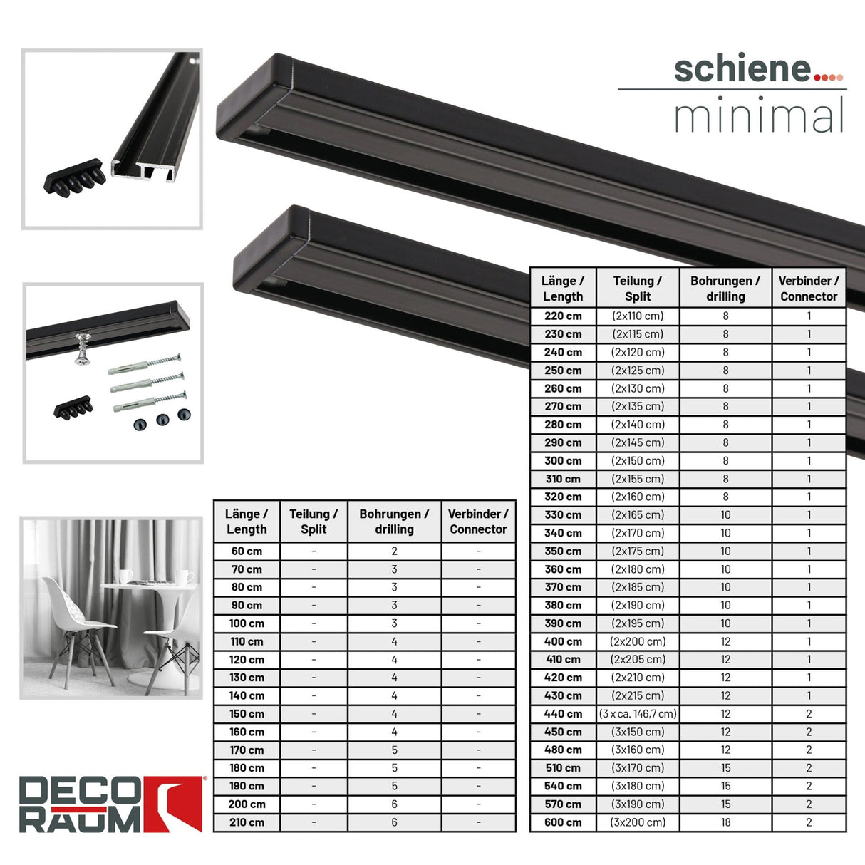 Curtain rail Minimal Black
