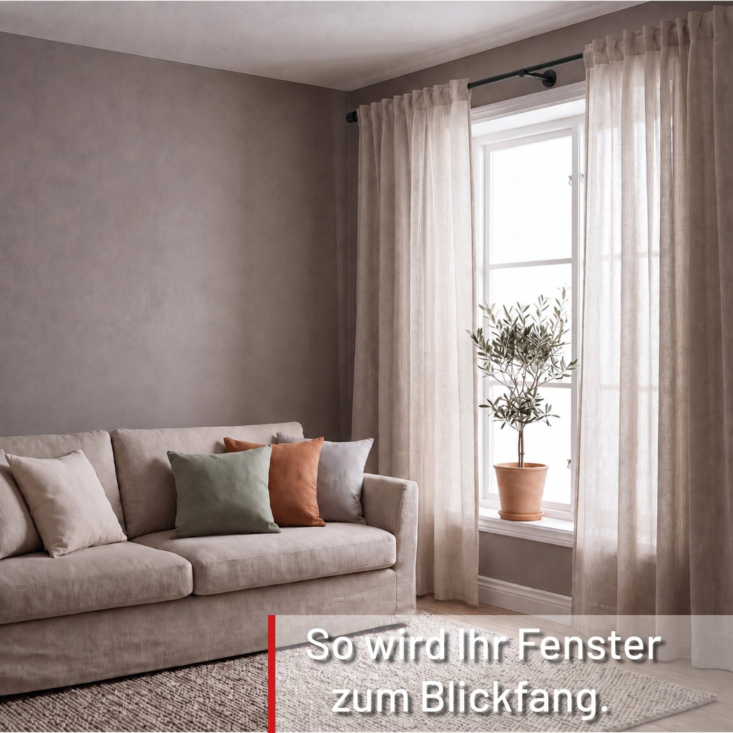 Custom-made curtain rod 25mm 1-track black matt with cap - Style series