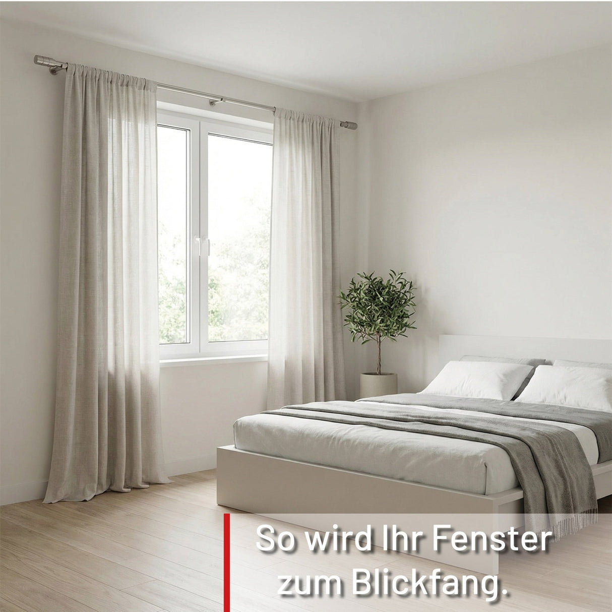 Custom-made curtain rod 25mm 1-track stainless steel look with cylinder - Style series