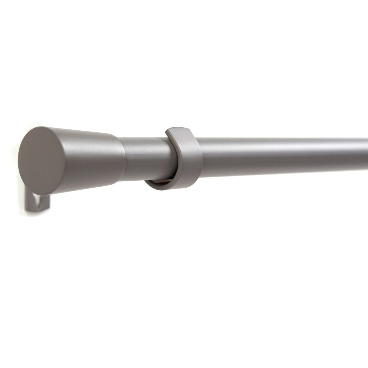 Gardinenstange 19mm 1-läufig Grau mit Kegel Komplett-Set- Serie Liya
