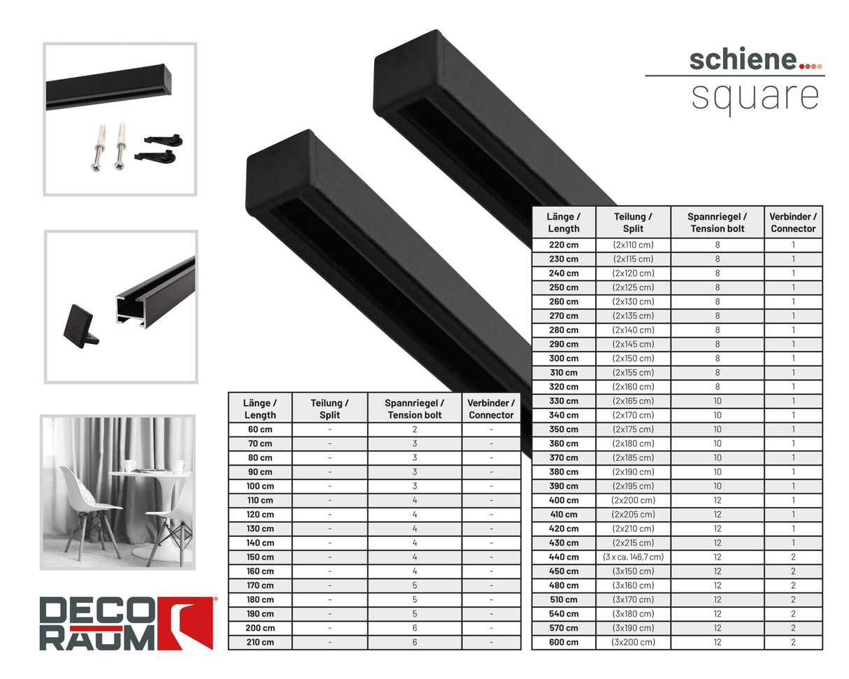 Gardinenschiene Square Schwarz