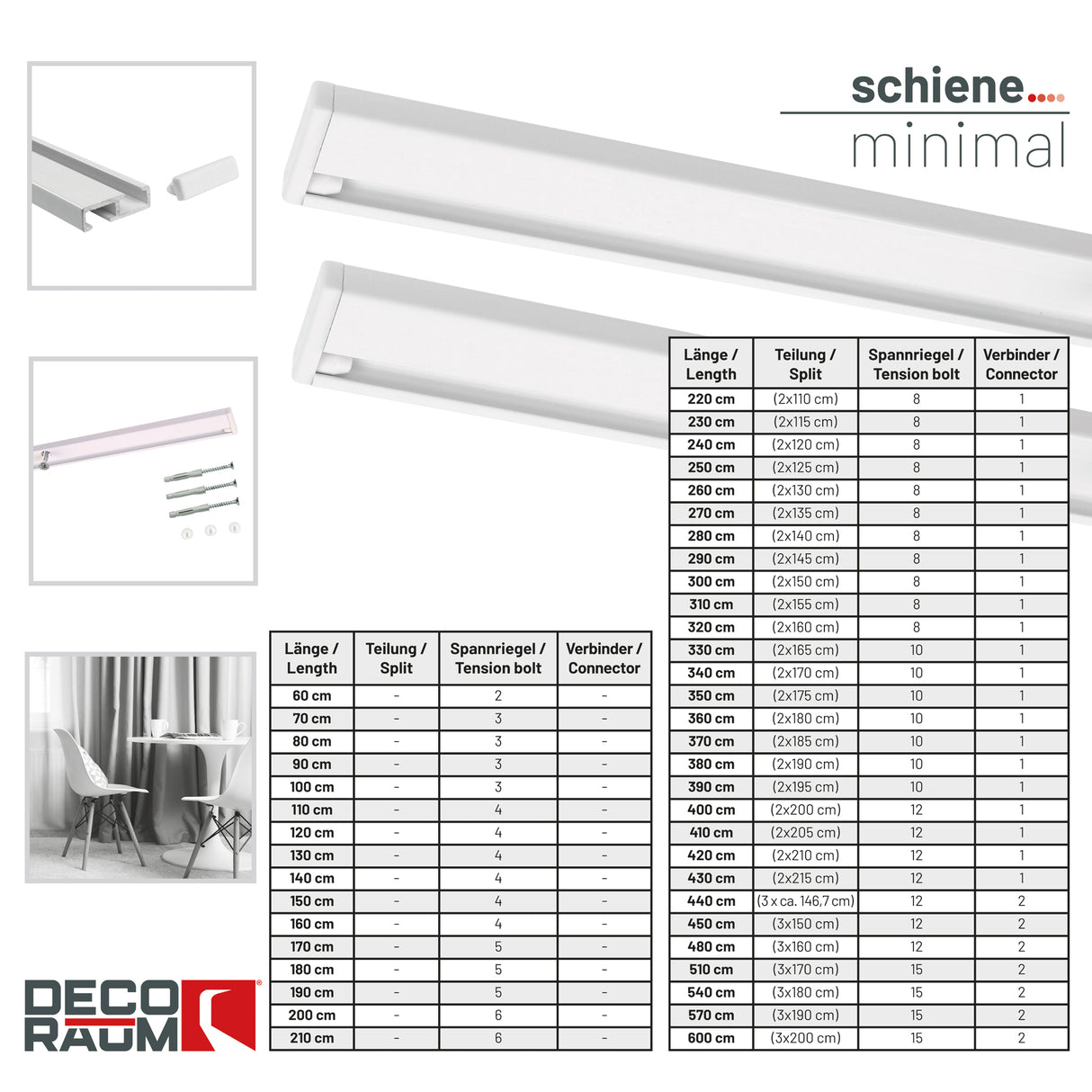 Gardinenschiene Minimal Weiß