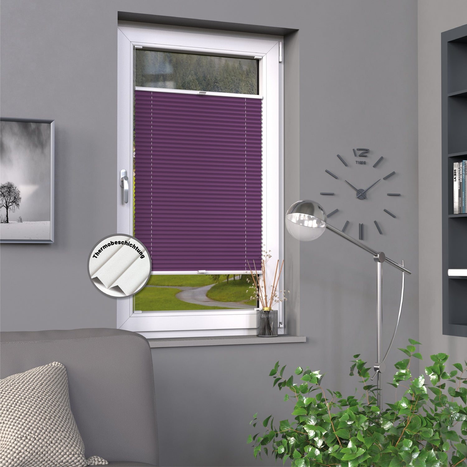 Plissee Basic Thermo nach Maß Lila