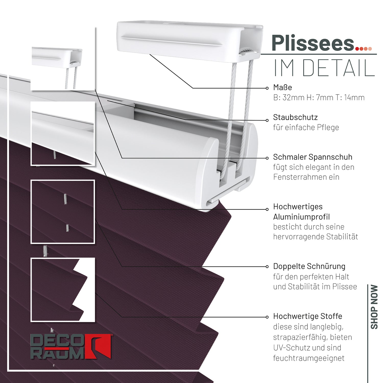 Plissee Blickdicht nach Maß – Basic Sichtschutz für Fenster & Türen