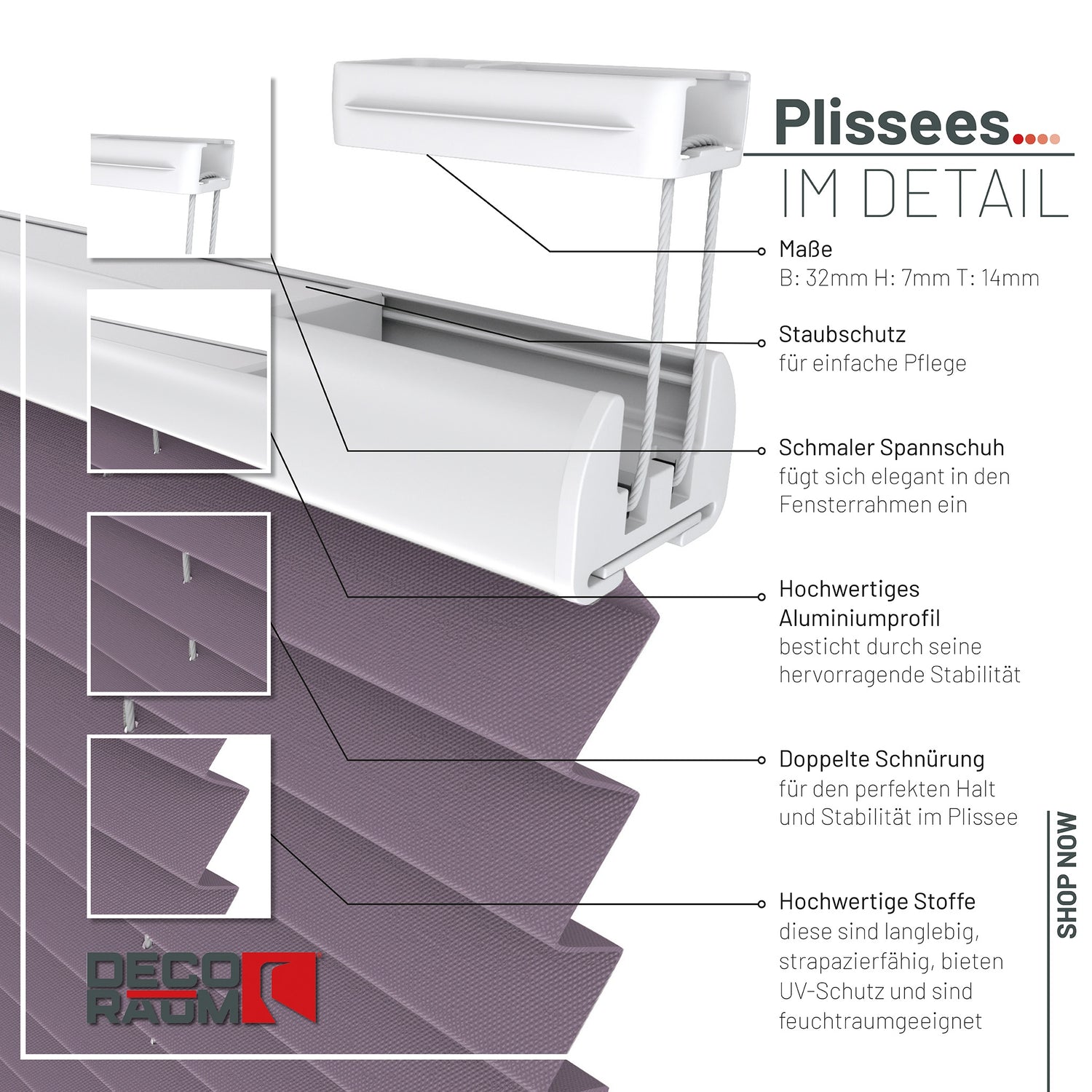 Plissee Basic Blickdicht nach Maß