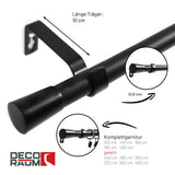 Gardinenstange 19mm 1-läufig Schwarz mit Kegel Komplett-Set- Serie Liya
