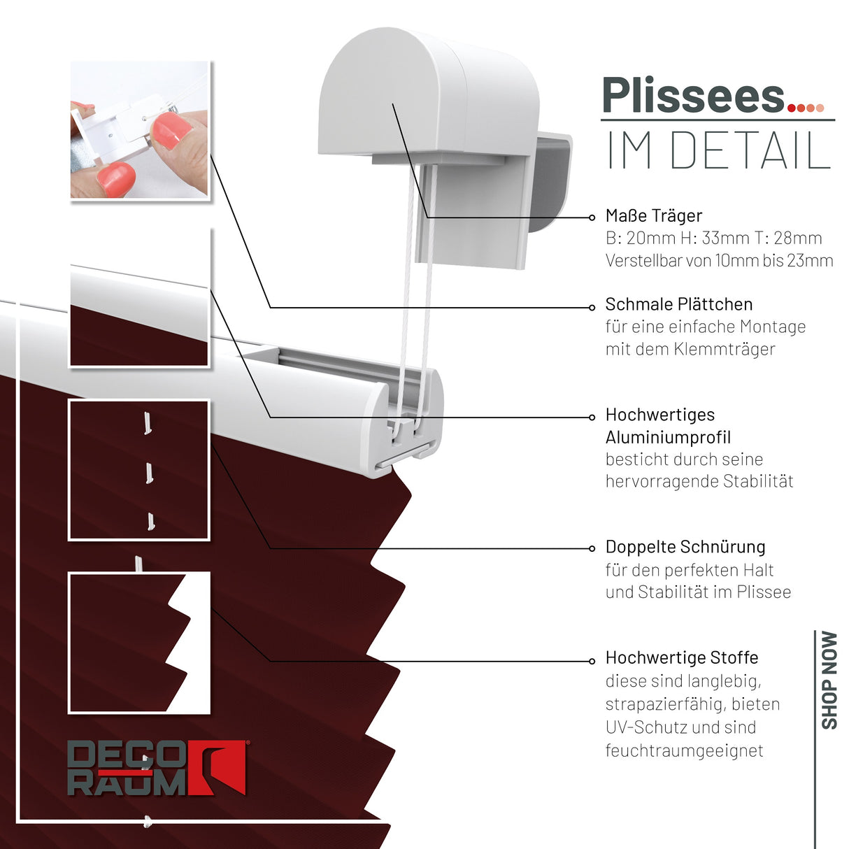 Plissee Basic Klemmfix – Standardgrößen ohne Bohren